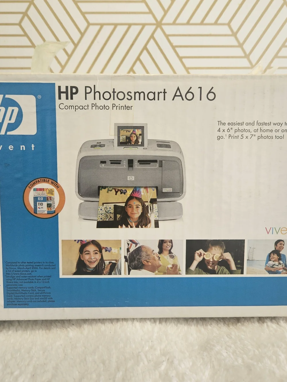 HP Photosmart A616 Compact Photo Printer - White and Gray